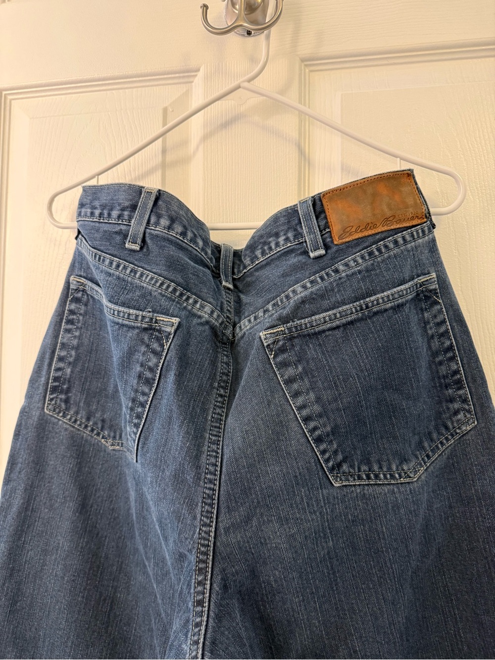 Eddie Bauer Denim Jeans with Red and Black Plaid Waistband - Picture 3 of 6